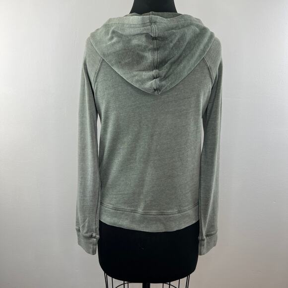 SUNDRY Olive Green Black Striped Long Sleeve Pullover Cotton Blend Hoodie Size 1 - Picture 2 of 5